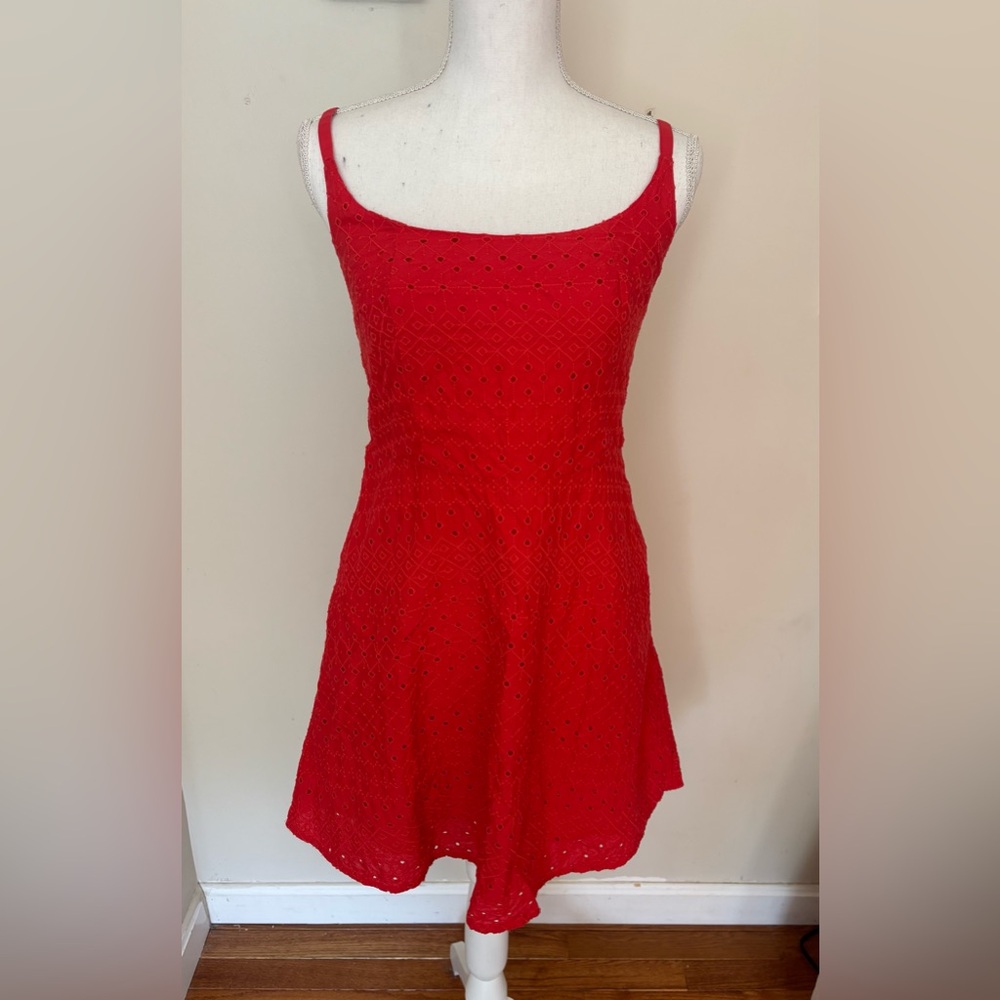 Red Eyelet Old Navy Dress Size Small